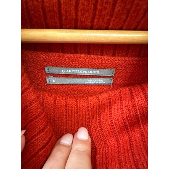 Anthropologie Paloma Balloon Sleeve Orange Sweater Small Boho Casual Cowl Neck - Picture 4 of 6